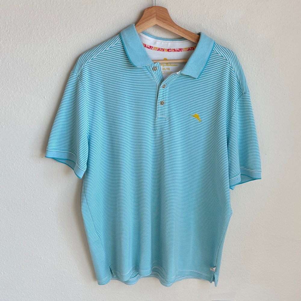 TOMMY BAHAMA  XL Men’s Blue White Striped Golf Polo